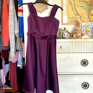 Purple satin bridesmaid dress
